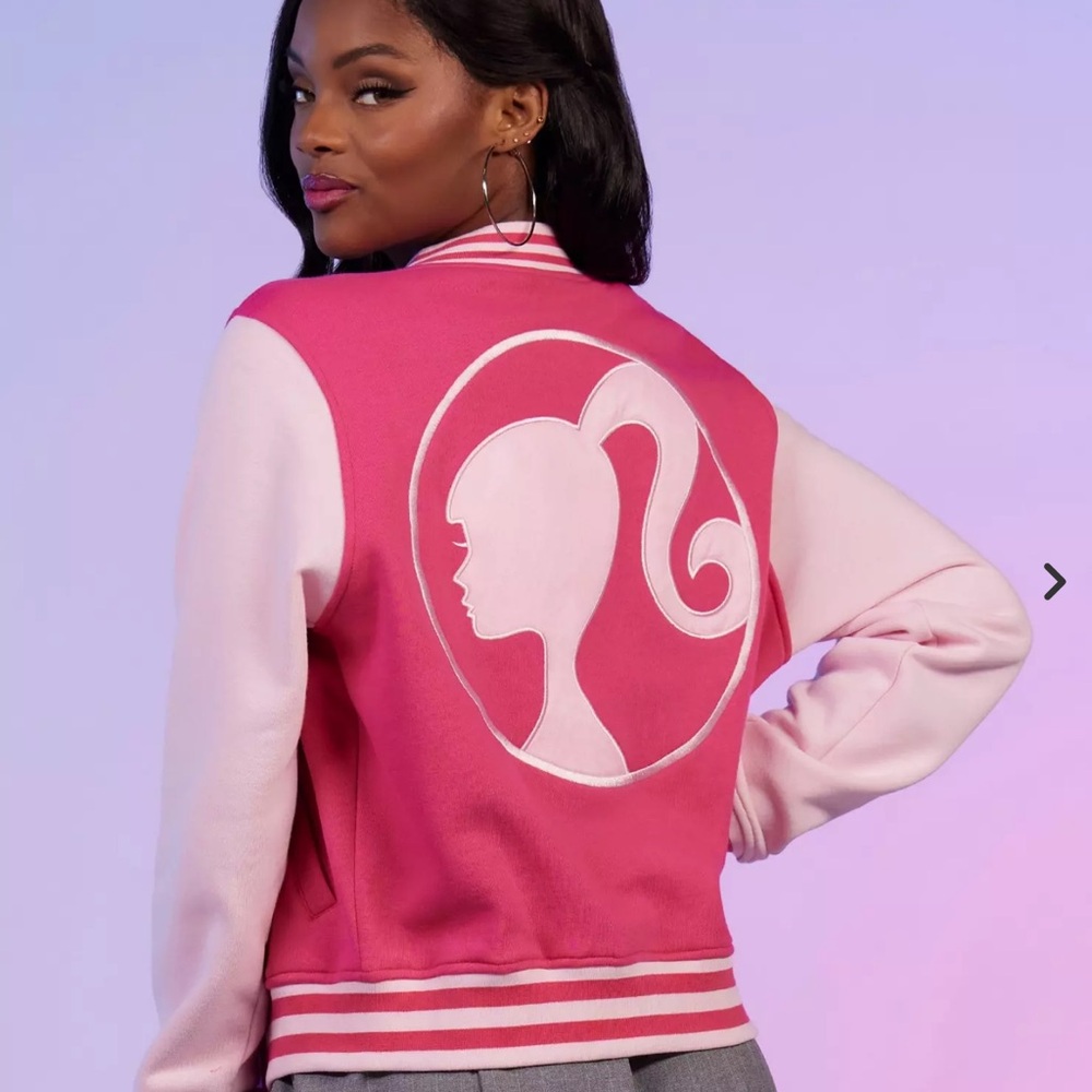 Hot Topic Barbie Embroidered Girls Varsity Jacket XL